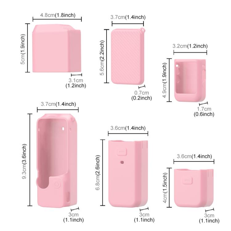 For DJI OSMO Pocket 3 PULUZ 6 in 1 Body Lens Handle Screen Mic Silicone TPU Cover (Pink) - Case & Bags by PULUZ | Online Shopping UK | buy2fix