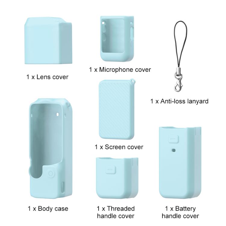 For DJI OSMO Pocket 3 PULUZ 6 in 1 Body Lens Handle Screen Mic Silicone TPU Cover (Mint Green) - Case & Bags by PULUZ | Online Shopping UK | buy2fix