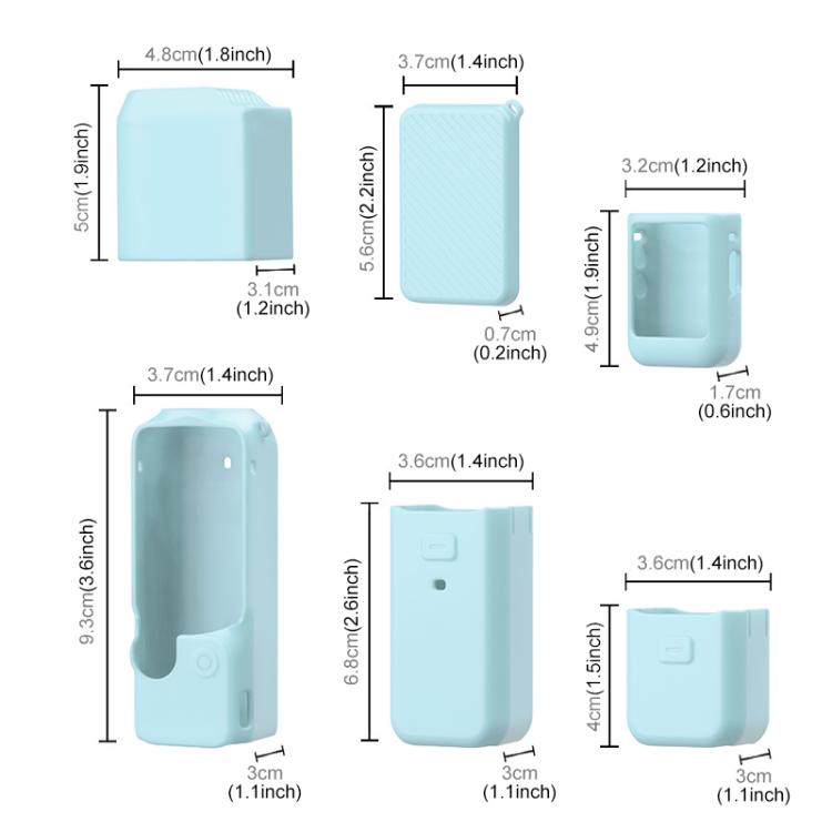 For DJI OSMO Pocket 3 PULUZ 6 in 1 Body Lens Handle Screen Mic Silicone TPU Cover (Mint Green) - Case & Bags by PULUZ | Online Shopping UK | buy2fix