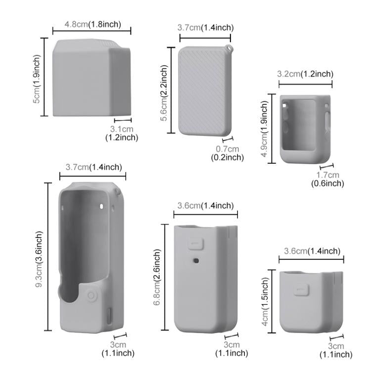 For DJI OSMO Pocket 3 PULUZ 6 in 1 Body Lens Handle Screen Mic Silicone TPU Cover (Grey) - Case & Bags by PULUZ | Online Shopping UK | buy2fix