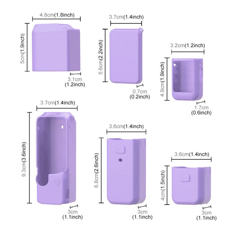 For DJI OSMO Pocket 3 PULUZ 6 in 1 Body Lens Handle Screen Mic Silicone TPU Cover (Purple) - Case & Bags by PULUZ | Online Shopping UK | buy2fix