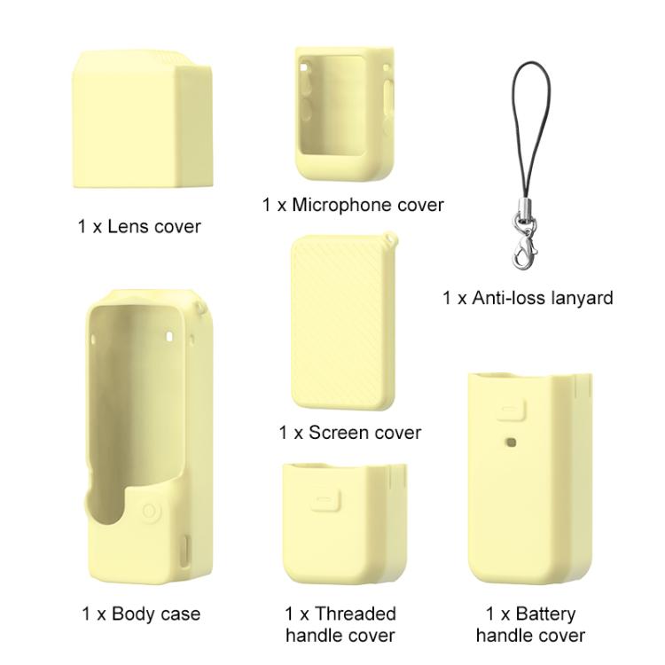 For DJI OSMO Pocket 3 PULUZ 6 in 1 Body Lens Handle Screen Mic Silicone TPU Cover (Yellow) - Case & Bags by PULUZ | Online Shopping UK | buy2fix
