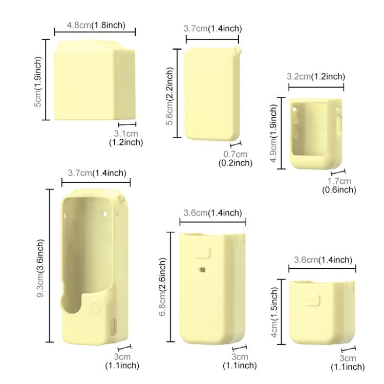 For DJI OSMO Pocket 3 PULUZ 6 in 1 Body Lens Handle Screen Mic Silicone TPU Cover (Yellow) - Case & Bags by PULUZ | Online Shopping UK | buy2fix