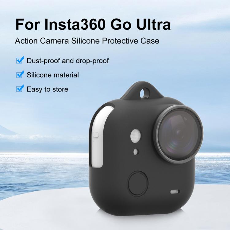 For Insta360 GO Ultra PULUZ Body Silicone Protective Cover with Lens Cap & Lanyards (Black) - Case & Bags by PULUZ | Online Shopping UK | buy2fix