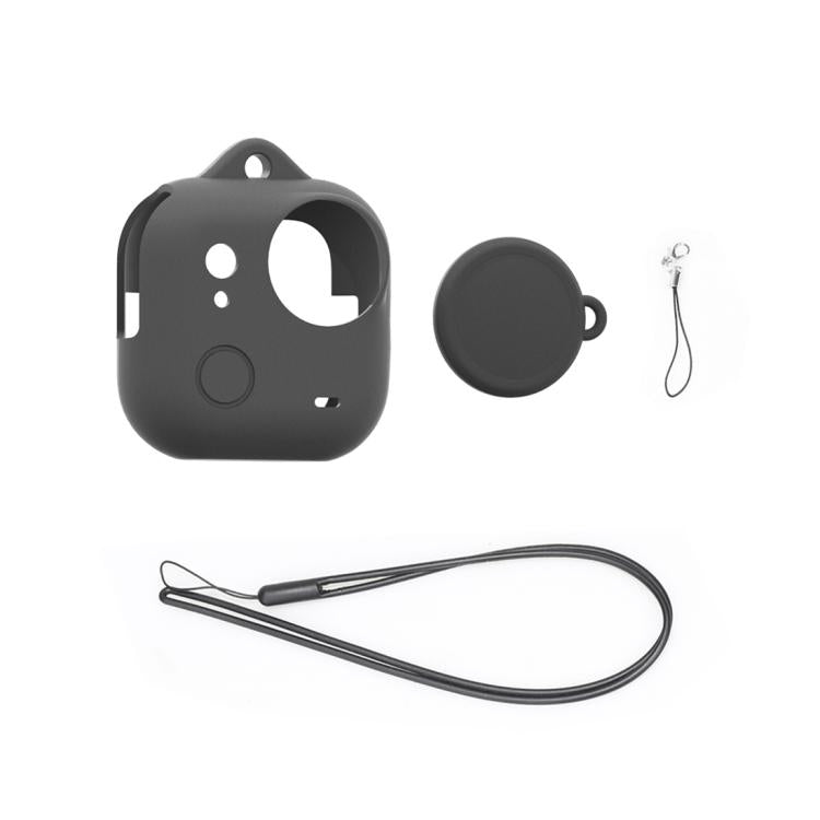 For Insta360 GO Ultra PULUZ Body Silicone Protective Cover with Lens Cap & Lanyards (Black) - Case & Bags by PULUZ | Online Shopping UK | buy2fix