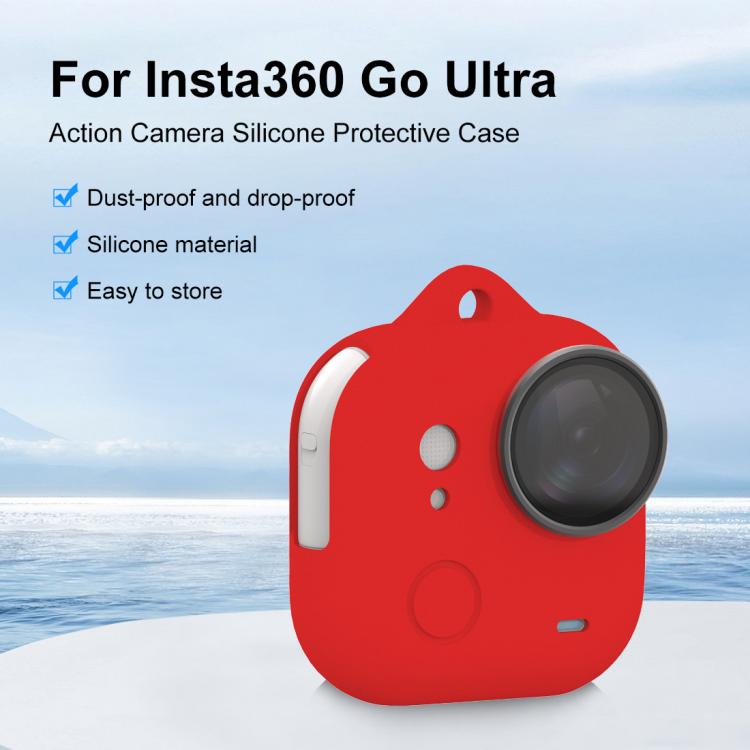 For Insta360 GO Ultra PULUZ Body Silicone Protective Cover with Lens Cap & Lanyards (Red) - Case & Bags by PULUZ | Online Shopping UK | buy2fix