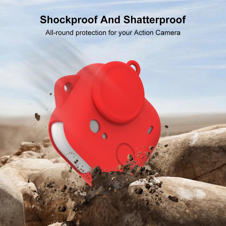 For Insta360 GO Ultra PULUZ Body Silicone Protective Cover with Lens Cap & Lanyards (Red) - Case & Bags by PULUZ | Online Shopping UK | buy2fix