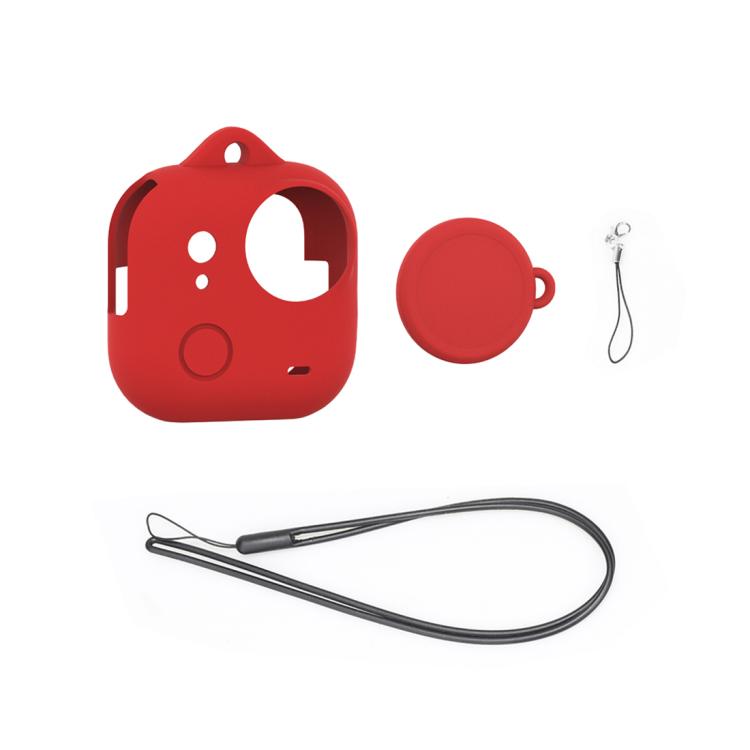 For Insta360 GO Ultra PULUZ Body Silicone Protective Cover with Lens Cap & Lanyards (Red) - Case & Bags by PULUZ | Online Shopping UK | buy2fix