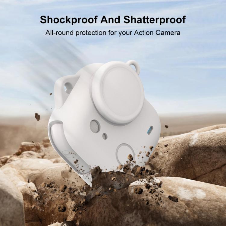 For Insta360 GO Ultra PULUZ Body Silicone Protective Cover with Lens Cap & Lanyards (White) - Case & Bags by PULUZ | Online Shopping UK | buy2fix