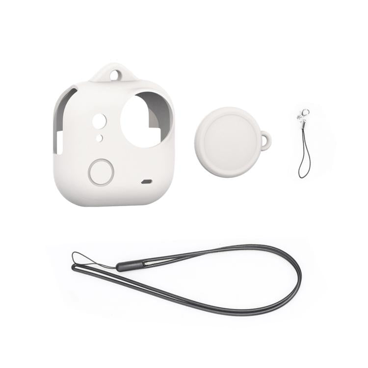 For Insta360 GO Ultra PULUZ Body Silicone Protective Cover with Lens Cap & Lanyards (White) - Case & Bags by PULUZ | Online Shopping UK | buy2fix