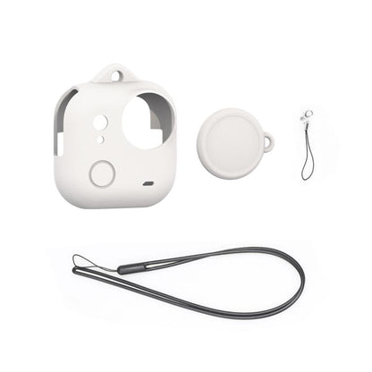 For Insta360 GO Ultra PULUZ Body Silicone Protective Cover with Lens Cap & Lanyards (White) - Case & Bags by PULUZ | Online Shopping UK | buy2fix