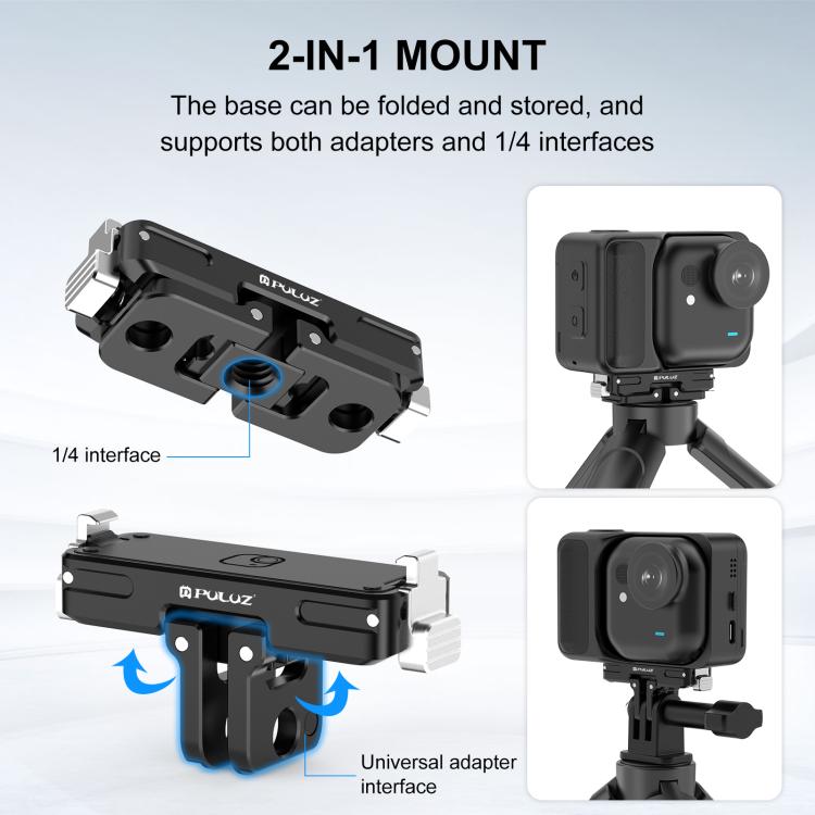 For Insta360 GO Ultra PULUZ Magnetic Aluminum Alloy Quick Release Base Mount (Black) - Others by PULUZ | Online Shopping UK | buy2fix