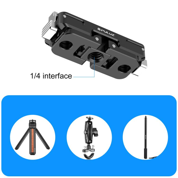 For Insta360 GO Ultra PULUZ Magnetic Aluminum Alloy Quick Release Base Mount (Black) - Others by PULUZ | Online Shopping UK | buy2fix