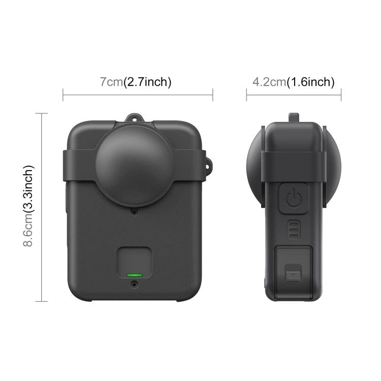 For DJI Osmo 360 PULUZ Silicone Protective Cover with Lens Cover & Lanyard (Black) - Case & Bags by PULUZ | Online Shopping UK | buy2fix