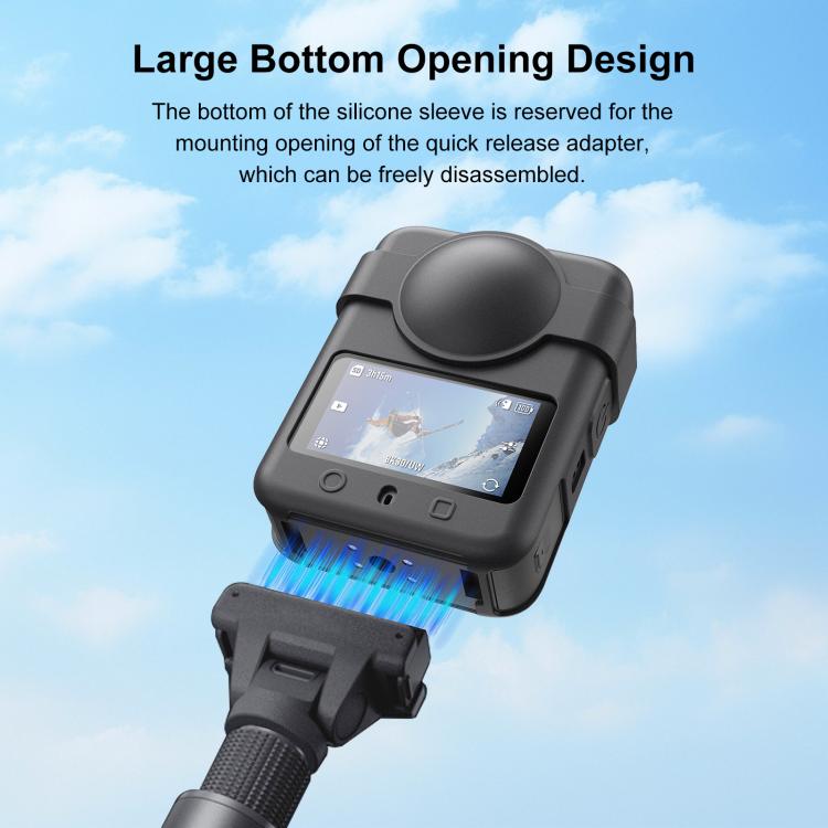 For DJI Osmo 360 PULUZ Silicone Protective Cover with Lens Cover & Lanyard (Black) - Case & Bags by PULUZ | Online Shopping UK | buy2fix