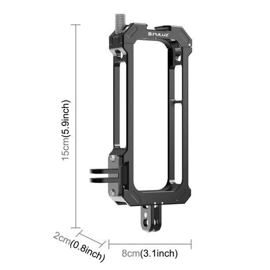 For Insta360 X3 PULUZ Metal Protective Cage Rig Housing Frame with Expand Cold Shoe Base & Tripod Adapter(Black) by PULUZ