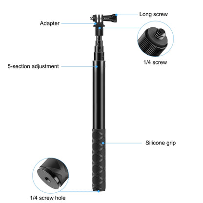 PULUZ 110cm Metal Selfie Stick Monopod with Invisible Adapter Base & Screw for Insta360 One RS / X2 / X3 / X4 / DJI Osmo 360 by PULUZ