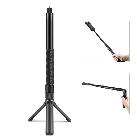 For Insta360 X3 / X4 / X4 Air / X5 / DJI Osmo 360 PULUZ Rotary Handle Desktop Tripod Stand Selfie Stick Monopod (Black)