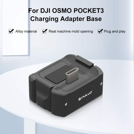 For DJI OSMO Pocket 3 PULUZ USB-C / Type-C Dock Desktop Charging Base Aluminum Alloy Bracket (Black) by PULUZ
