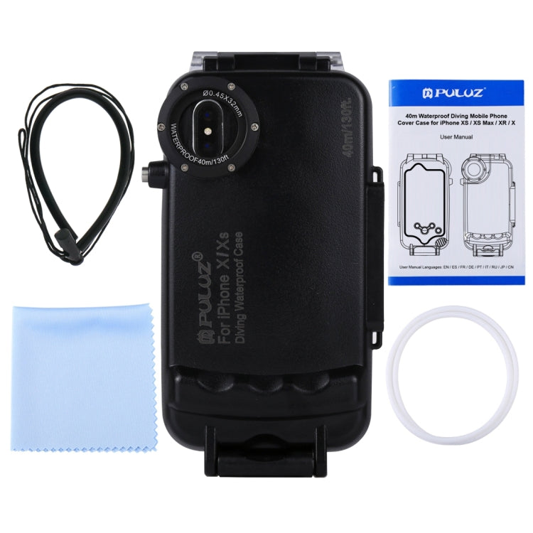 For iPhone X / XS PULUZ 40m/130ft Waterproof Diving Case, Photo Video Taking Underwater Housing Cover(Black) - More iPhone Cases by PULUZ | Online Shopping UK | buy2fix