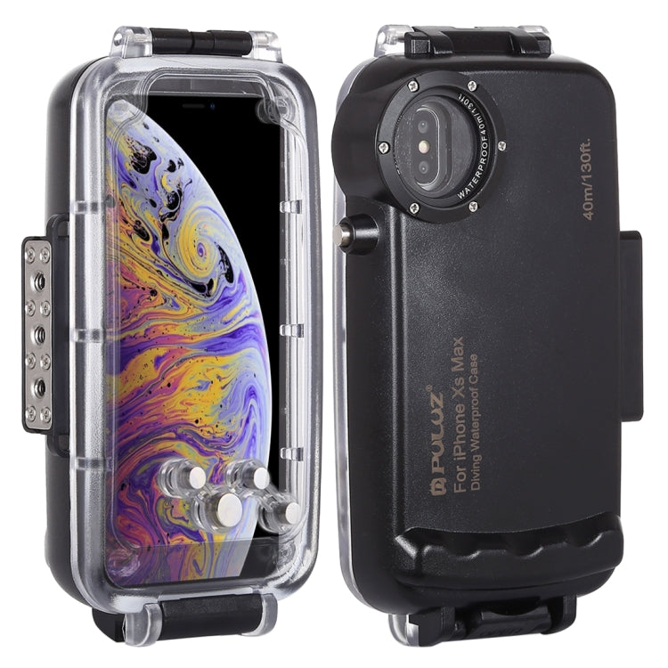 For iPhone XS Max PULUZ 40m/130ft Waterproof Diving Case, Photo Video Taking Underwater Housing Cover(Black) - More iPhone Cases by PULUZ | Online Shopping UK | buy2fix