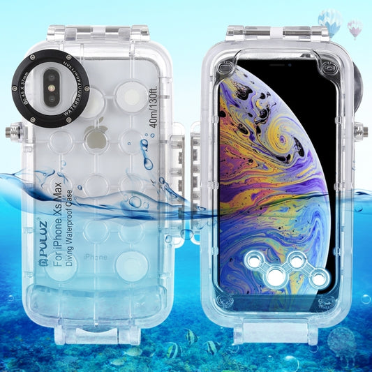 For iPhone XS Max PULUZ 40m/130ft Waterproof Diving Case, Photo Video Taking Underwater Housing Cover(Transparent) - More iPhone Cases by PULUZ | Online Shopping UK | buy2fix