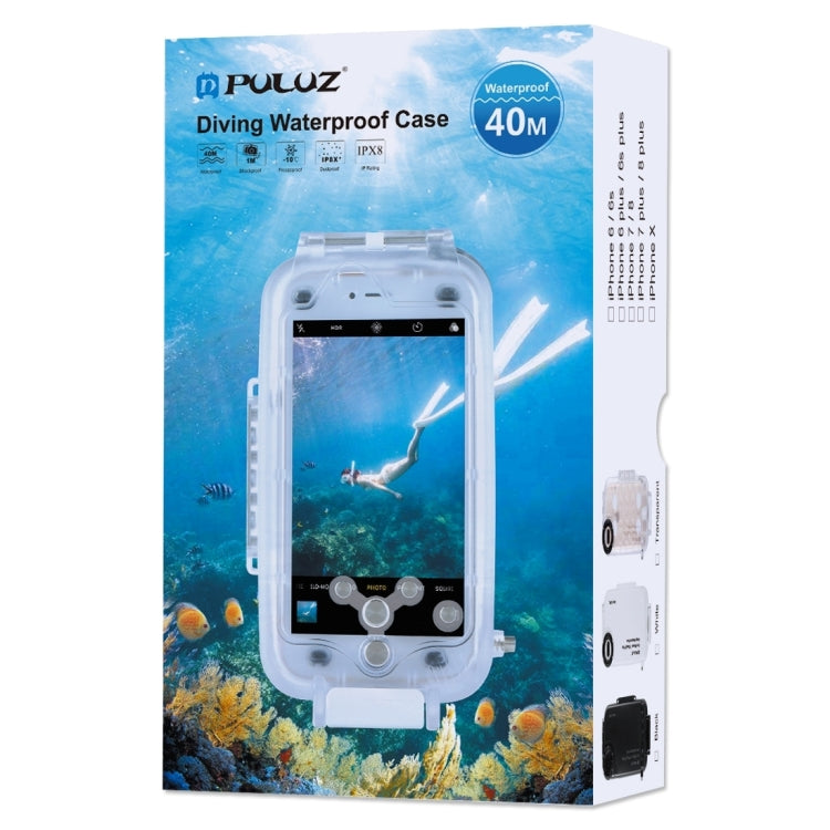 For iPhone XS Max PULUZ 40m/130ft Waterproof Diving Case, Photo Video Taking Underwater Housing Cover(White) - More iPhone Cases by PULUZ | Online Shopping UK | buy2fix