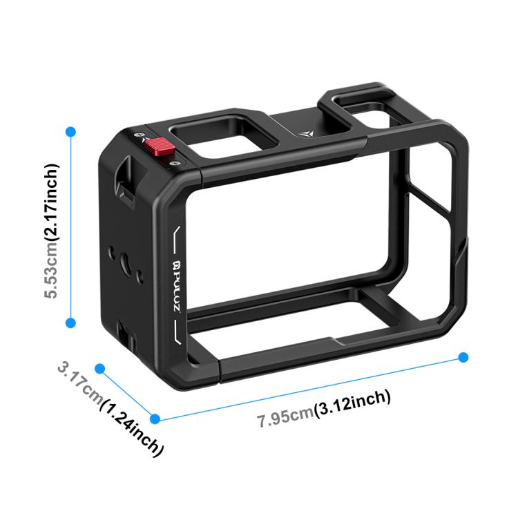 For DJI Osmo Action 5 Pro / 4 / 3 PULUZ All-inclusive Aluminum Alloy Cage Expansion Adapter Frame with Lens Cover (Black) - Protection Frame by PULUZ | Online Shopping UK | buy2fix
