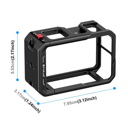 For DJI Osmo Action 5 Pro / 4 / 3 PULUZ All-inclusive Aluminum Alloy Cage Expansion Adapter Frame with Lens Cover (Black) - Protection Frame by PULUZ | Online Shopping UK | buy2fix
