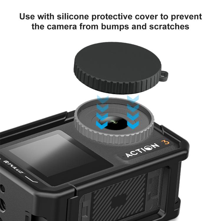 For DJI Osmo Action 5 Pro / 4 / 3 PULUZ All-inclusive Aluminum Alloy Cage Expansion Adapter Frame with Lens Cover (Black) - Protection Frame by PULUZ | Online Shopping UK | buy2fix