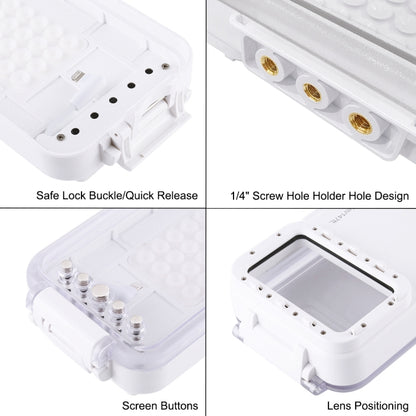 PULUZ 45m/147ft Waterproof Diving Case Photo Video Taking Underwater Housing Cover for iPhone 14 Series, iPhone 13 Series, iPhone 12 Series, iPhone 11 Series, iPhone X Series, iPhone 8 & 7, iPhone 6s, iOS 13.0 or Above Version iPhone(White) by PULUZ