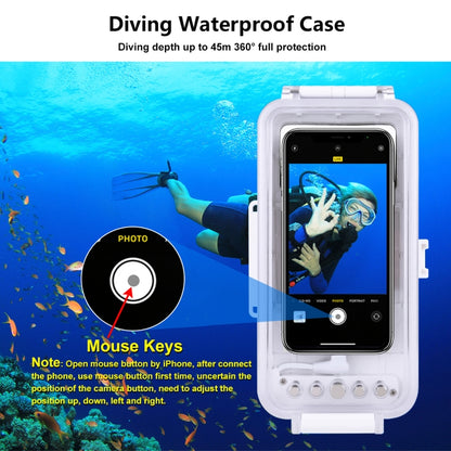PULUZ 45m/147ft Waterproof Diving Case Photo Video Taking Underwater Housing Cover for iPhone 14 Series, iPhone 13 Series, iPhone 12 Series, iPhone 11 Series, iPhone X Series, iPhone 8 & 7, iPhone 6s, iOS 13.0 or Above Version iPhone(White) by PULUZ