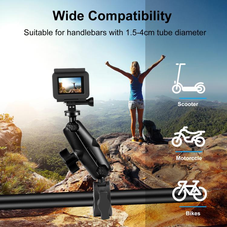 PULUZ Motorcycle Crab Clamp Handlebar Fixed Mount Holder for GoPro and Other Action Cameras(Black) by PULUZ