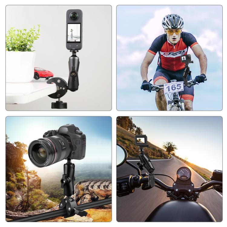 PULUZ Motorcycle Crab Clamp Handlebar Fixed Mount Holder for GoPro and Other Action Cameras(Black) by PULUZ