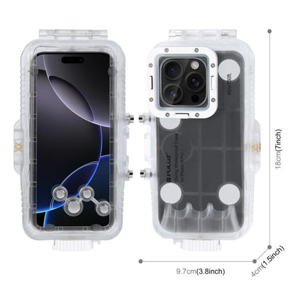 For iPhone 16 Pro PULUZ 40m/130ft Waterproof Diving Case Photo Video Taking Underwater Housing Cover (Transparent) - iPhone 16 Pro Cases by PULUZ | Online Shopping UK | buy2fix