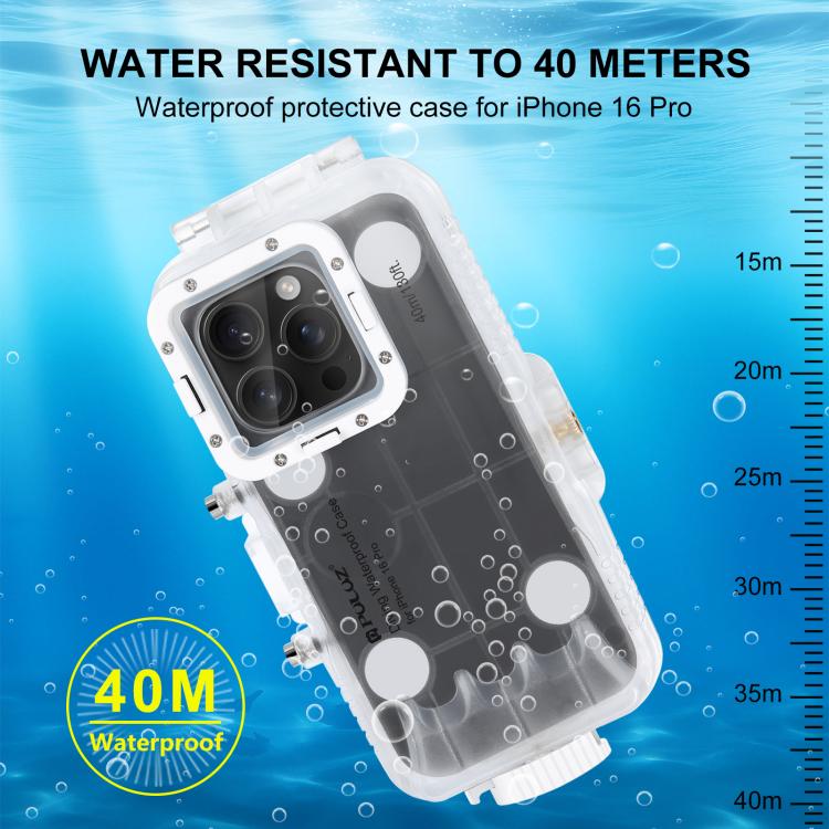 For iPhone 16 Pro PULUZ 40m/130ft Waterproof Diving Case Photo Video Taking Underwater Housing Cover (Transparent) - iPhone 16 Pro Cases by PULUZ | Online Shopping UK | buy2fix