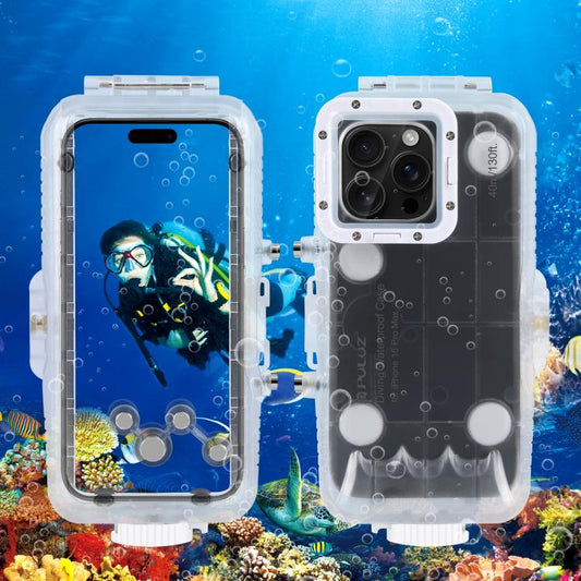 For iPhone 16 Pro Max PULUZ 40m/130ft Waterproof Diving Case Photo Video Taking Underwater Housing Cover (Transparent) - iPhone 16 Pro Max Cases by PULUZ | Online Shopping UK | buy2fix