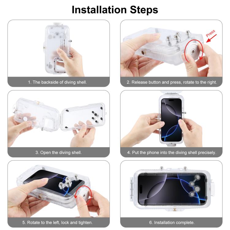 For iPhone 16 Pro Max PULUZ 40m/130ft Waterproof Diving Case Photo Video Taking Underwater Housing Cover (Transparent) - iPhone 16 Pro Max Cases by PULUZ | Online Shopping UK | buy2fix