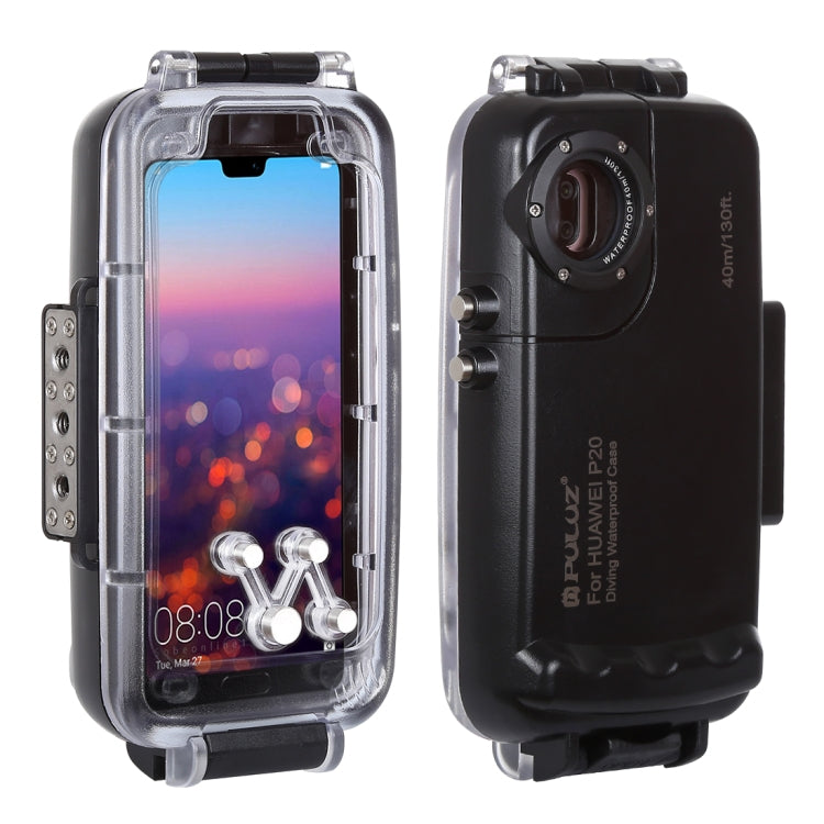 PULUZ PULUZ 40m/130ft Waterproof Diving Case for Huawei P20, Photo Video Taking Underwater Housing Cover(Black) - Huawei Cases by PULUZ | Online Shopping UK | buy2fix