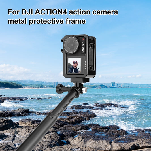 For DJI Osmo Action 4 / 3 PULUZ Metal Cage Expansion Adapter Frame with Cold Shoe (Black) by PULUZ