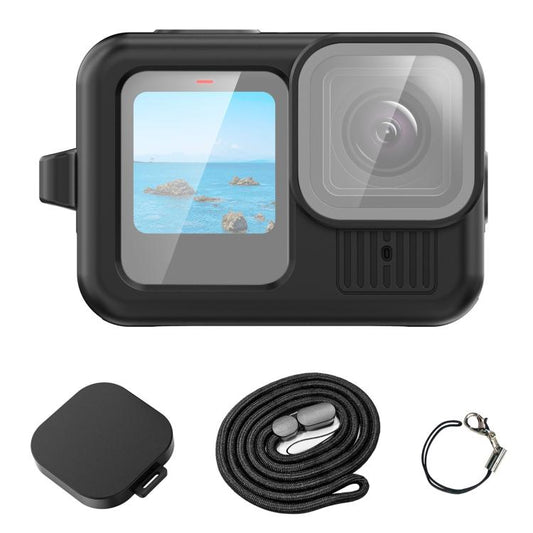 For GoPro HERO13 Black PULUZ Silicone Protective Case Cover with Wrist Strap & Lens Cover (Black) by PULUZ