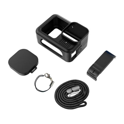 For GoPro HERO13 Black PULUZ Silicone Protective Case Side Interface Cover with Wrist Strap & Lens Cover (Black) by PULUZ