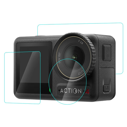 For DJI Osmo Action 4 PULUZ 3-in-1 Lens Front and Back Screen Tempered Glass Explosion-proof Film (Transparent) by PULUZ