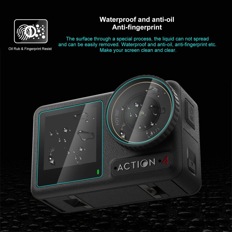 For DJI Osmo Action 4 PULUZ 3-in-1 Lens Front and Back Screen Tempered Glass Explosion-proof Film (Transparent) by PULUZ