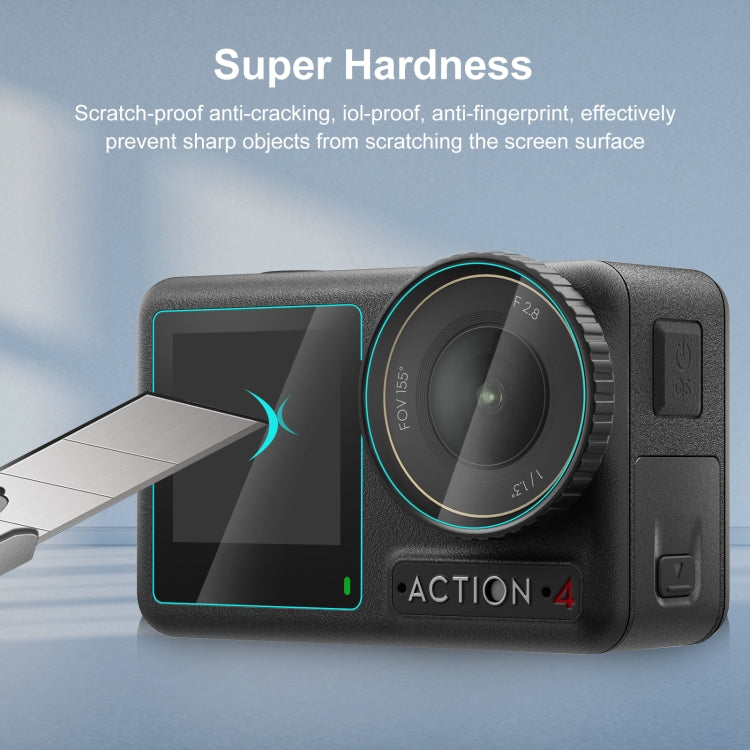 For DJI Osmo Action 4 PULUZ 3-in-1 Lens Front and Back Screen Tempered Glass Explosion-proof Film (Transparent) by PULUZ