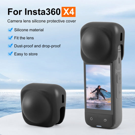 For Insta360 X4 / X5 PULUZ Silicone Protective Lens Cover (Black) by PULUZ