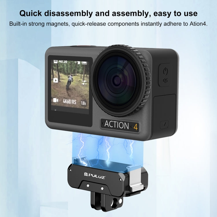 For DJI Osmo Action 5 Pro / 4 / 3 / Osmo 360 PULUZ Magnetic Quick Release Metal Base (Black) by PULUZ