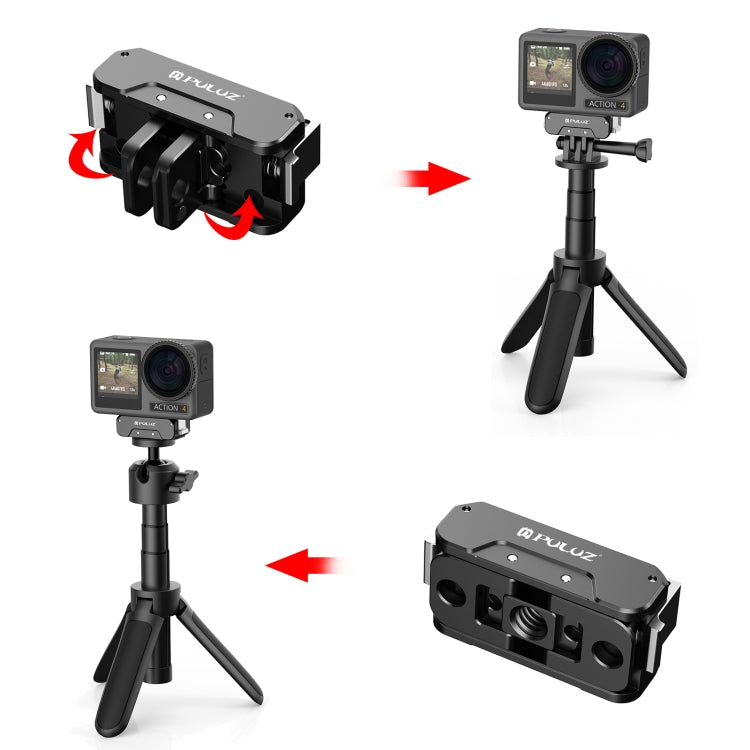 For DJI Osmo Action 5 Pro / 4 / 3 / Osmo 360 PULUZ Magnetic Quick Release Metal Base (Black) by PULUZ