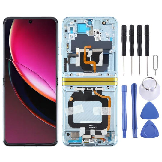 For Motorola Razr 40 Ultra/Razr+ 2023 XT2321-3 XT2321-1 XT2321-2 Original LCD Screen Digitizer Full Assembly with Frame (Blue)