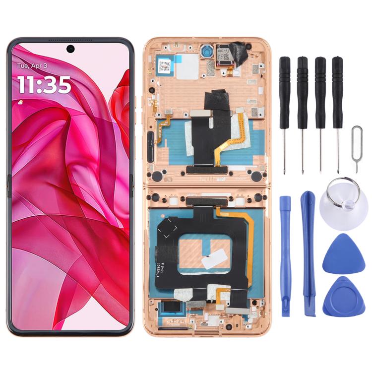 For Motorola Razr+ 2024 Original LCD Screen Digitizer Full Assembly with Frame (Gold) - LCD Screen by buy2fix | Online Shopping UK | buy2fix